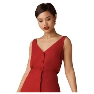 Vetta Red Button v-Neck Crop Tank Top Size XS